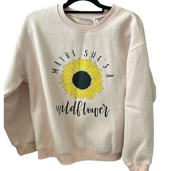 Tickled Teal Women's Oversized Sweatshirt L Multicolor "Wildflower" Graphic - Picture 1 of 6